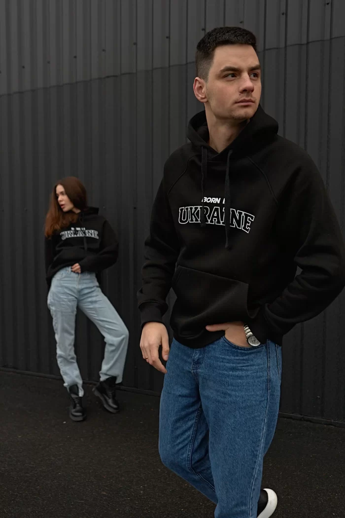 28.11 Худи Born in Ukraine Черный 29 Парні худі "BORN IN UKRAINE" чорні Фото - 1