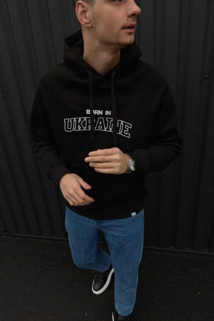 28.11 Худи Born in Ukraine Черный 6 Парні худі "BORN IN UKRAINE" чорні Фото - 2