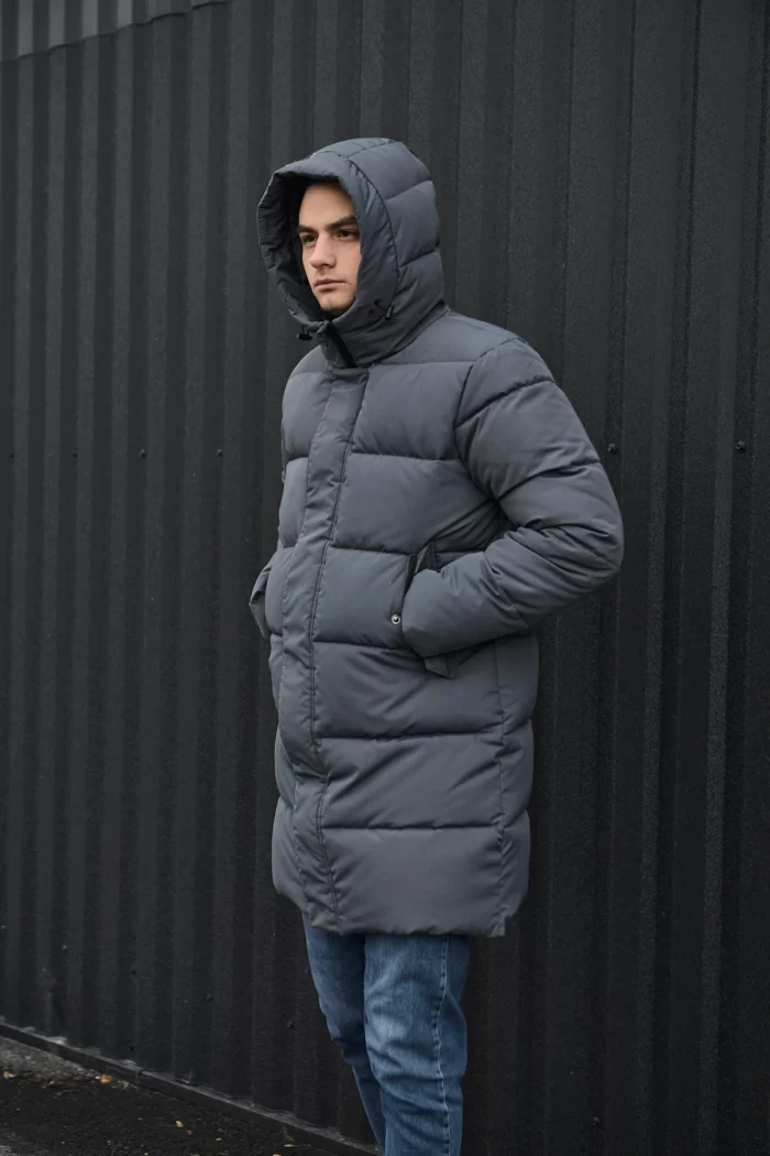 Parka-zima-M-sira-2 Зимова парка чоловіча сіра Фото - 2