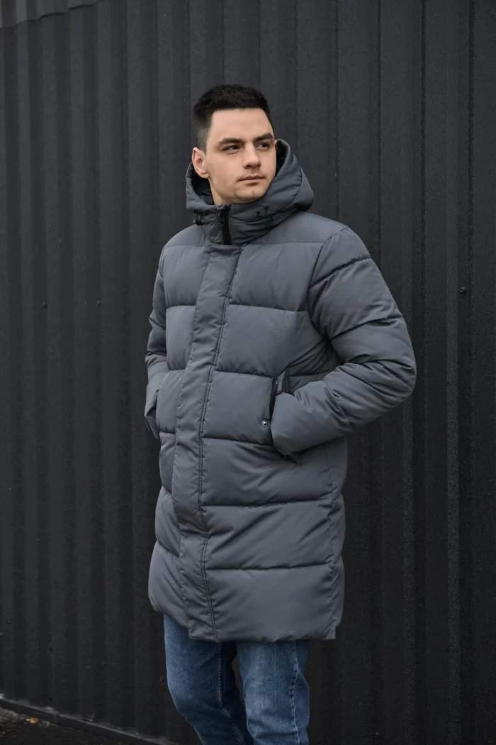 Parka-zima-M-sira-3 Зимова парка чоловіча сіра Фото - 1