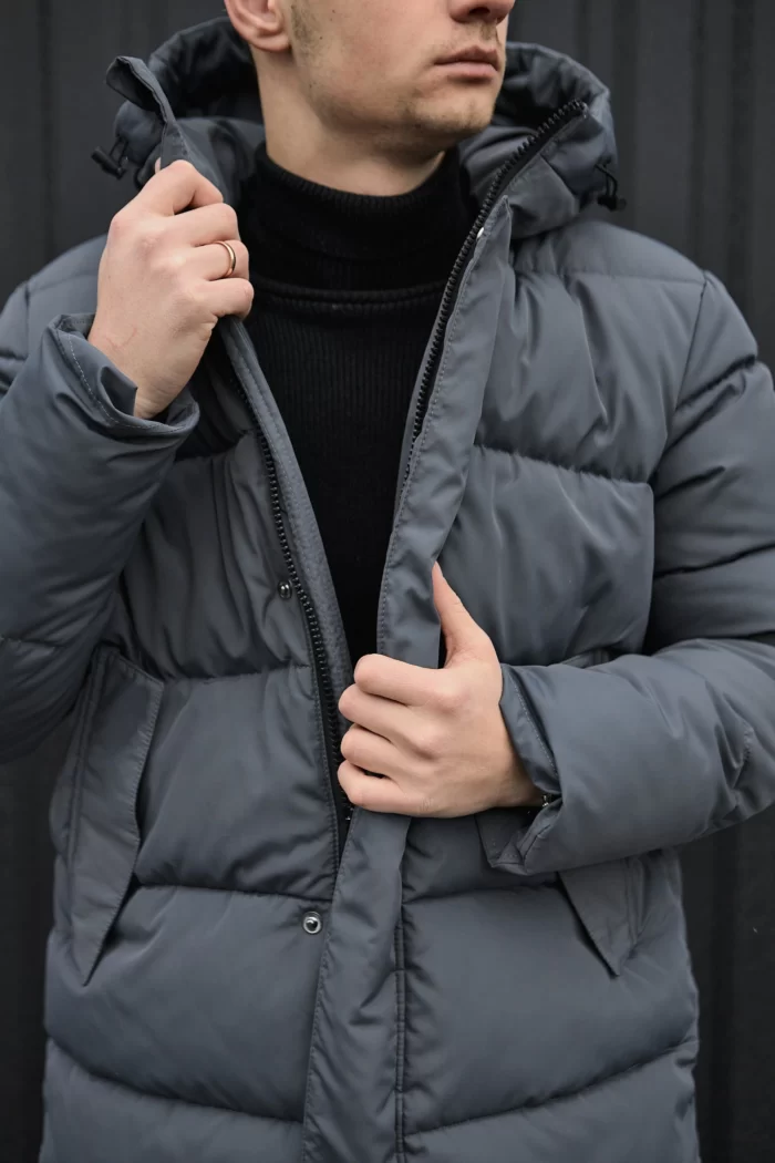 Parka-zima-M-sira-5 Зимова парка чоловіча сіра Фото - 4