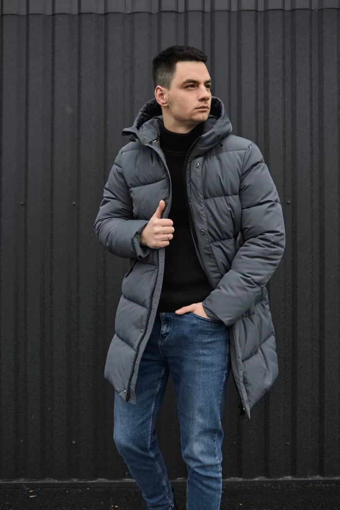 Parka-zima-M-sira-6 Зимова парка чоловіча сіра Фото - 5