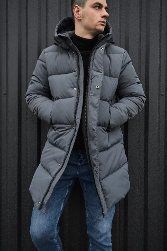 Parka-zima-M-sira-8 Зимова парка чоловіча сіра Фото - 7