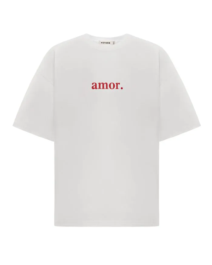 Футболка з принтом Amor біла Фото - 1