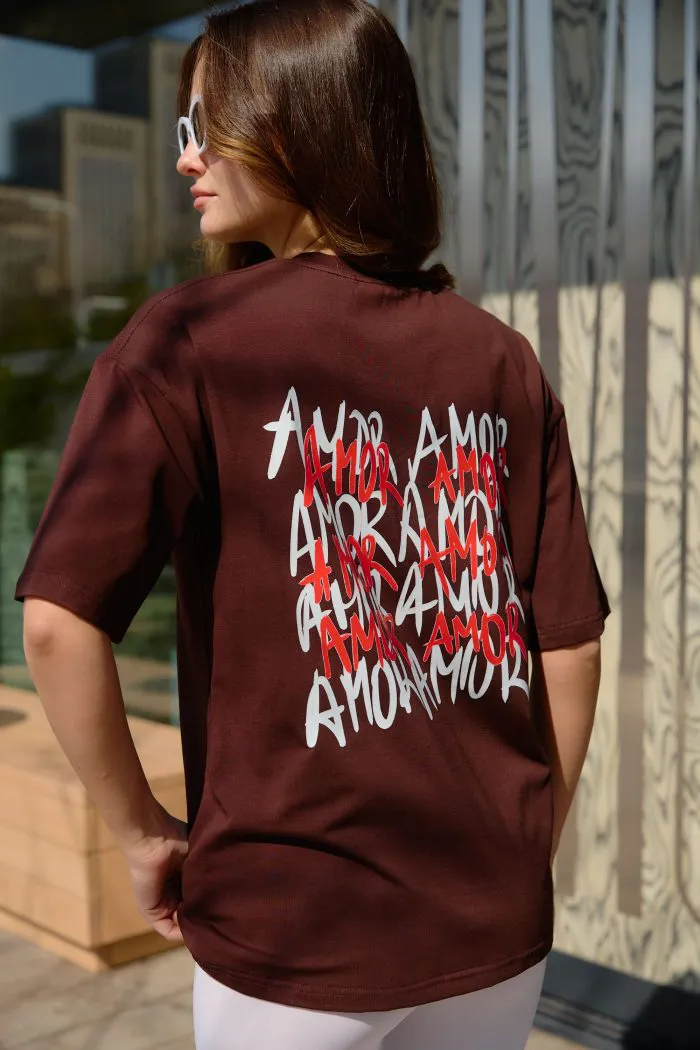 Футболка з принтом Amor шоколад Фото - 4