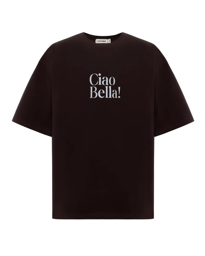 Футболка з принтом Ciao Bella шоколад Фото - 1