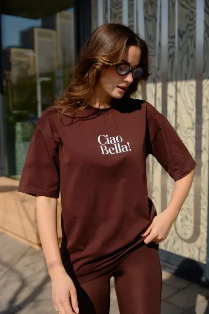 Футболка з принтом Ciao Bella шоколад