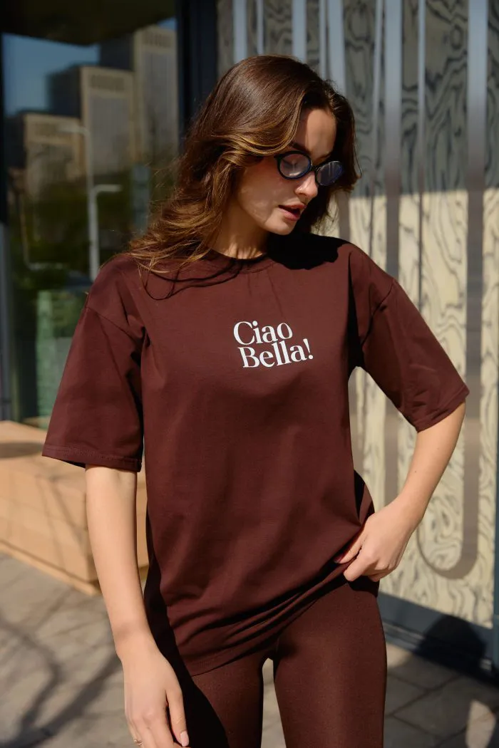 Футболка з принтом Ciao Bella шоколад Фото - 2