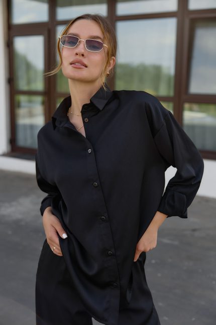 Сорочка з шовку чорна