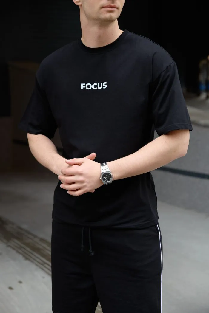 Футболка чоловіча з принтом FOCUS чорна Фото - 3