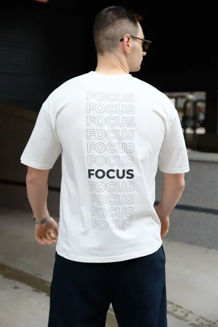 Футболка чоловіча з принтом FOCUS молочна
