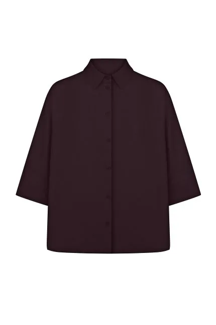 Сорочка oversize з льону жіноча шоколад