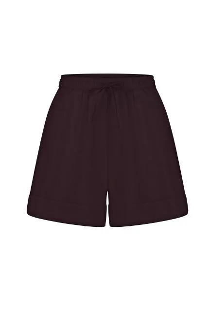 Шорти oversize з льону жіночі шоколад