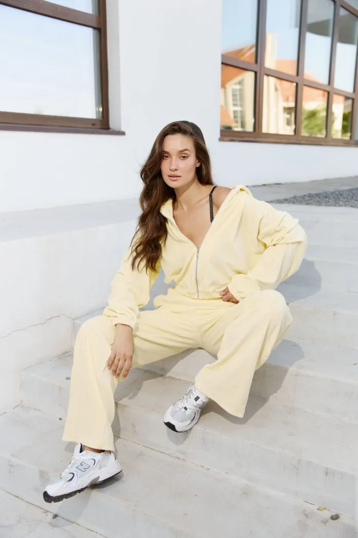 Костюм з бавовняного велюру butter yellow Фото - 3