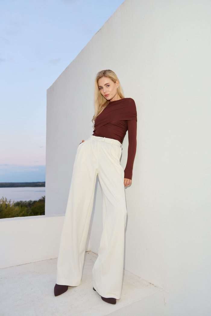 IMG_2836 Лонгслів skims зі зборкою на плечі жіночий шоколад Фото - 5