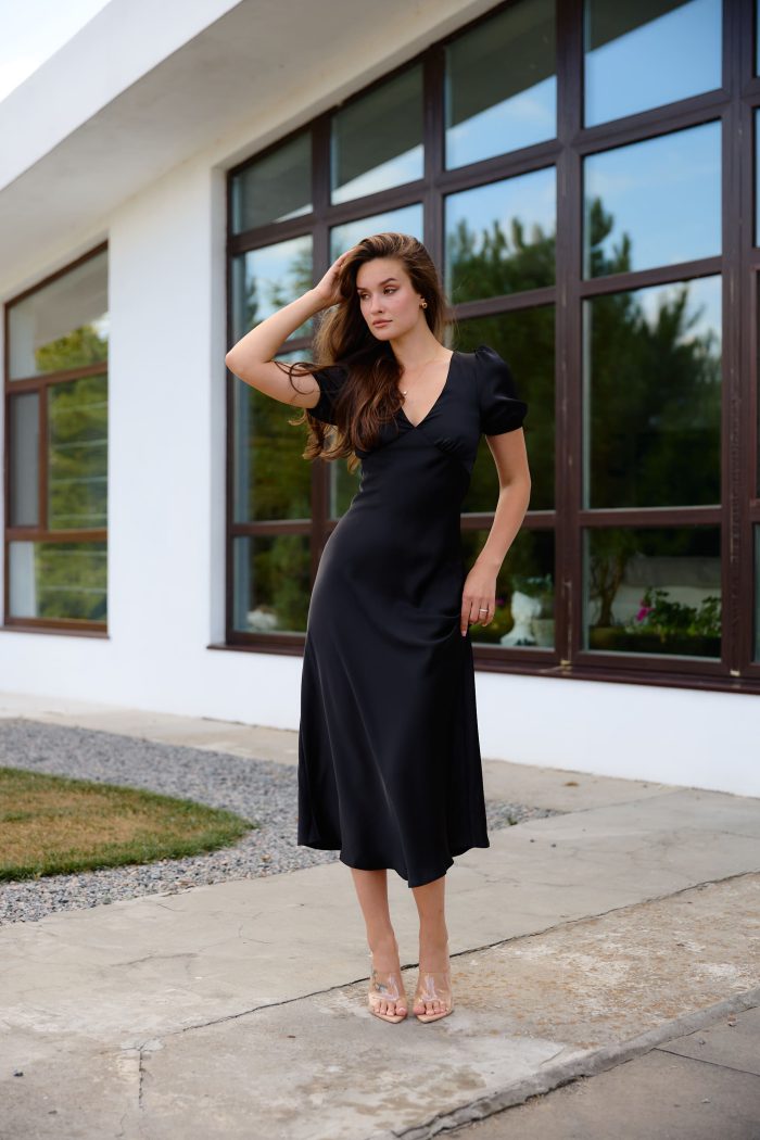 IMG_7341 Сукня з сатину міді чорна Фото - 5