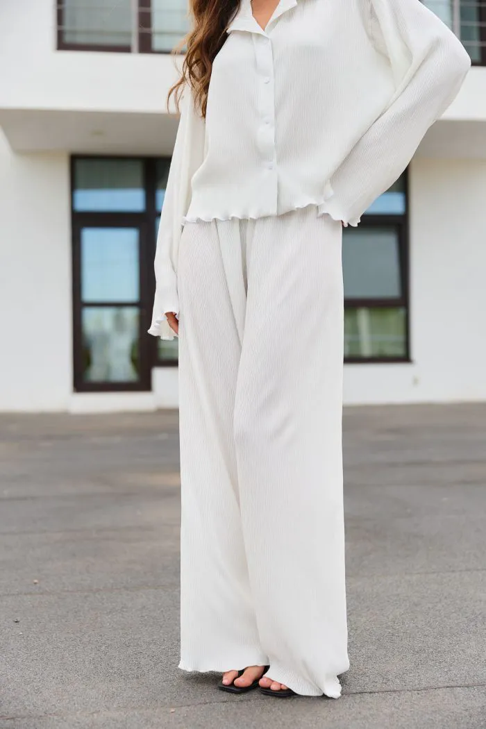 IMG_8636 Штани палаццо плісе молочні Фото - 2