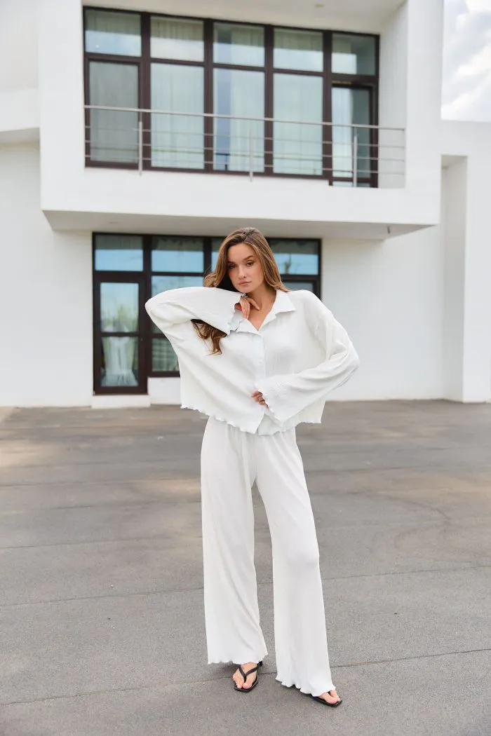 IMG_8666 Штани палаццо плісе молочні Фото - 5