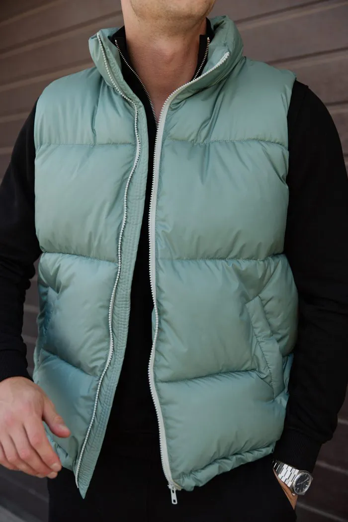 Жилет дутий чоловічий олива Фото - 5