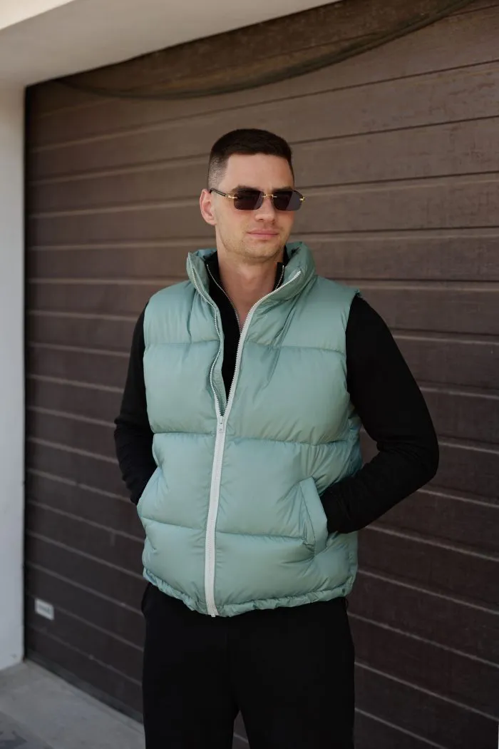 Жилет дутий чоловічий олива Фото - 2