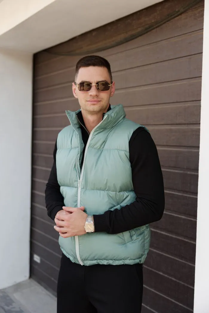 Жилет дутий чоловічий олива Фото - 4