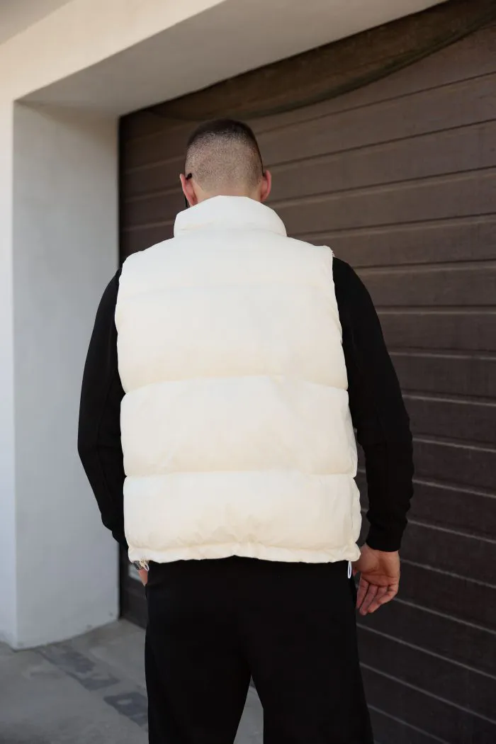 Жилет дутий чоловічий молочний Фото - 6