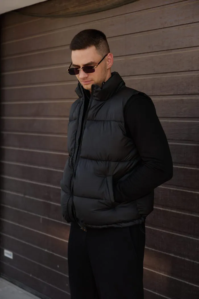 Жилет дутий чоловічий чорний Фото - 4