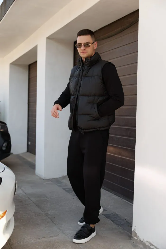 Жилет дутий чоловічий чорний Фото - 3