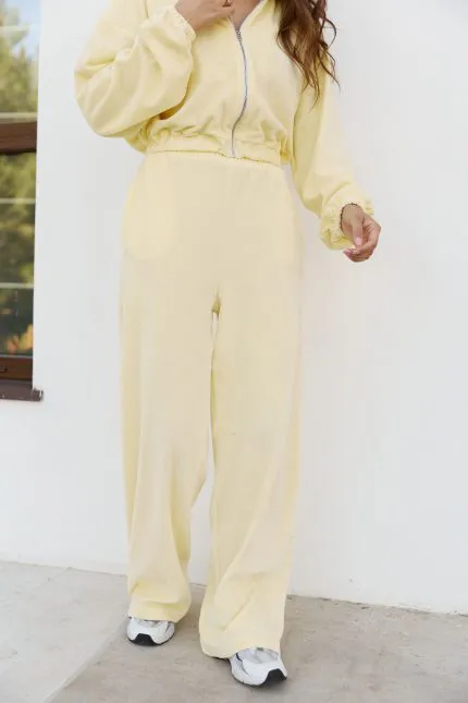 Костюм з бавовняного велюру butter yellow