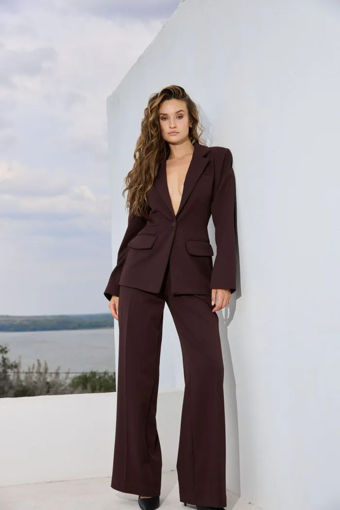 Жакет приталений жіночий шоколад Фото - 3