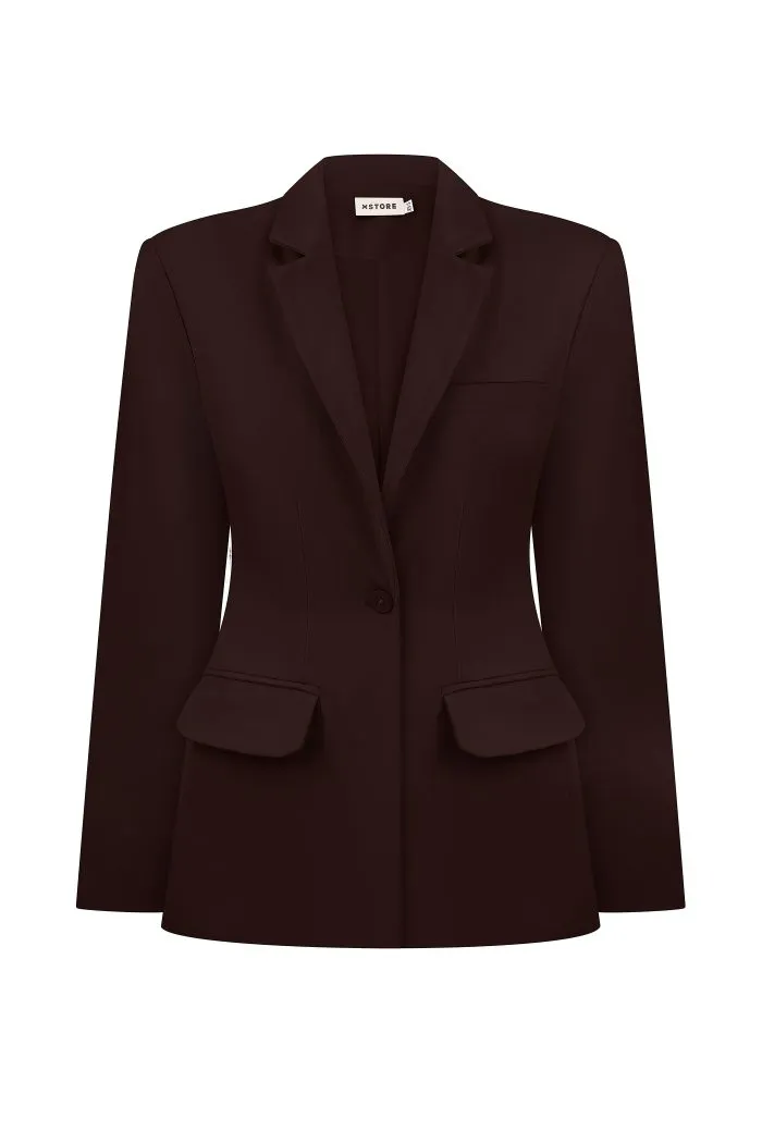 Жакет приталений жіночий шоколад Фото - 1