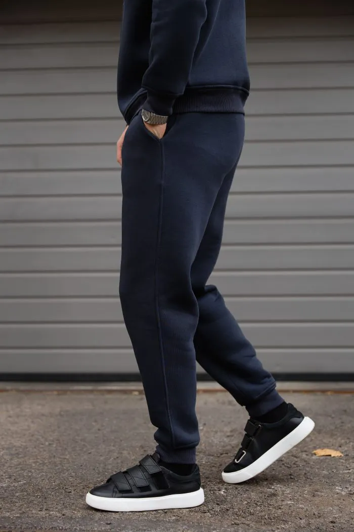 Костюм бомбер чоловічий з флісом темно-синій Фото - 5