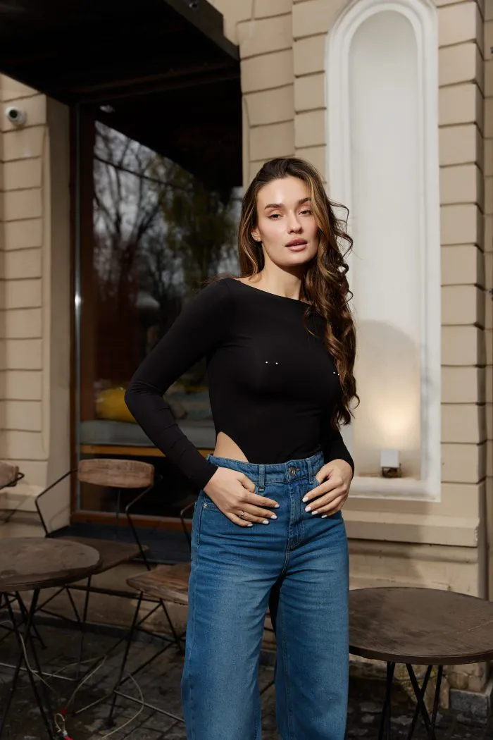 Боді з пірсингом чорний Фото - 1