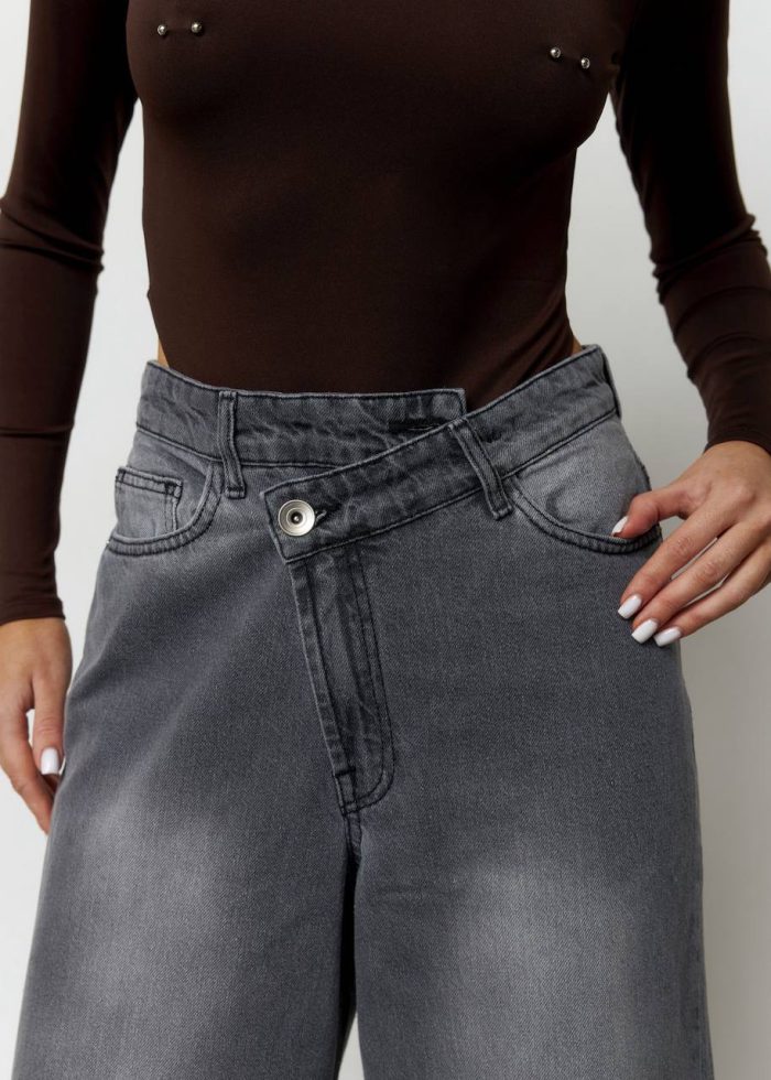 Джинси зі спущеним поясом жіночі графіт Фото - 4