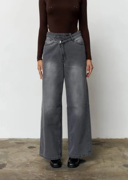 Джинси зі спущеним поясом жіночі графіт
