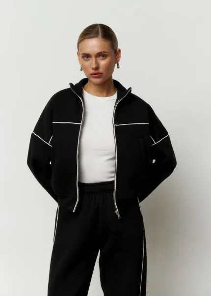Костюм лампас на флісі жіночий чорний