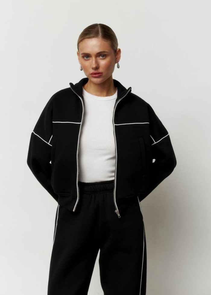 IMG_2759 (1) Костюм лампас на флісі жіночий чорний Фото - 2