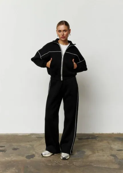 Костюм лампас на флісі жіночий чорний