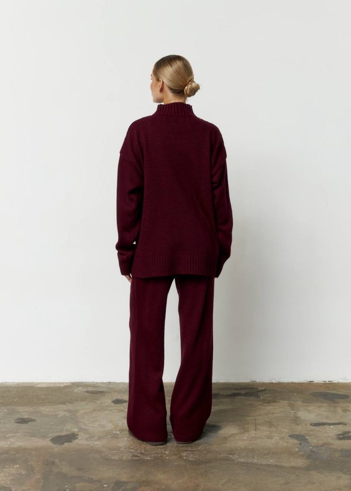 IMG_2795 Костюм в’язаний зі штанами та кофтою під горло бордо Фото - 4