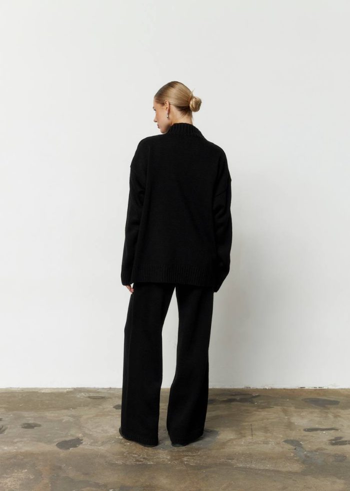 IMG_2806 Костюм в’язаний зі штанами та кофтою під горло чорний Фото - 3