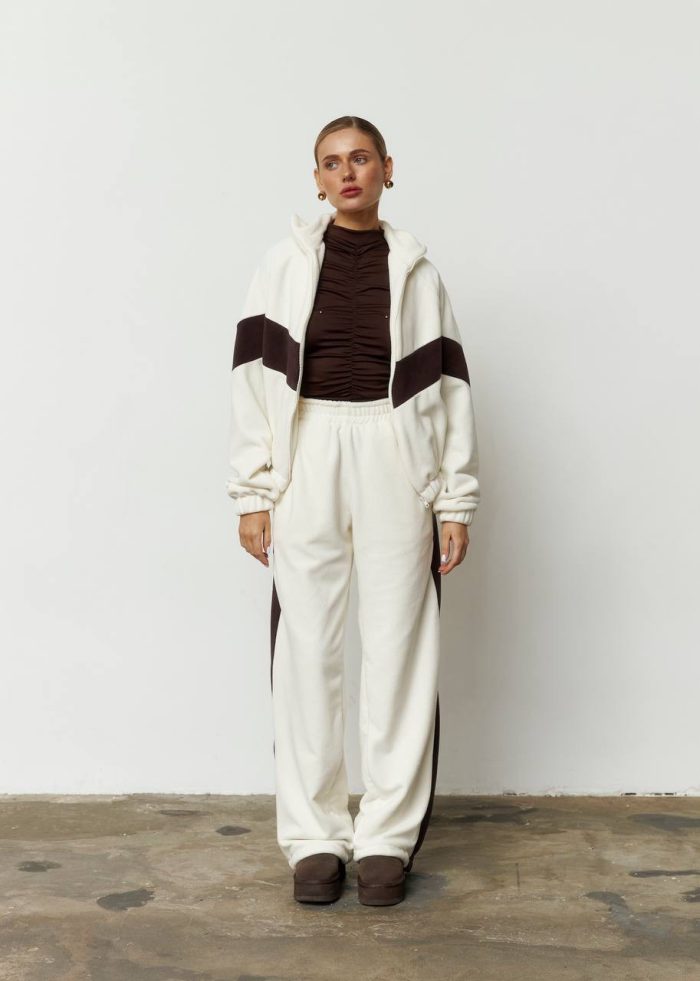 IMG_2873 Костюм лампас з полар флісу жіночий молочний Фото - 1