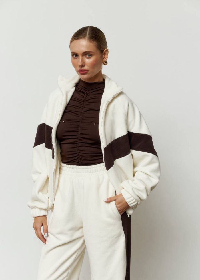 IMG_2875 Костюм лампас з полар флісу жіночий молочний Фото - 5