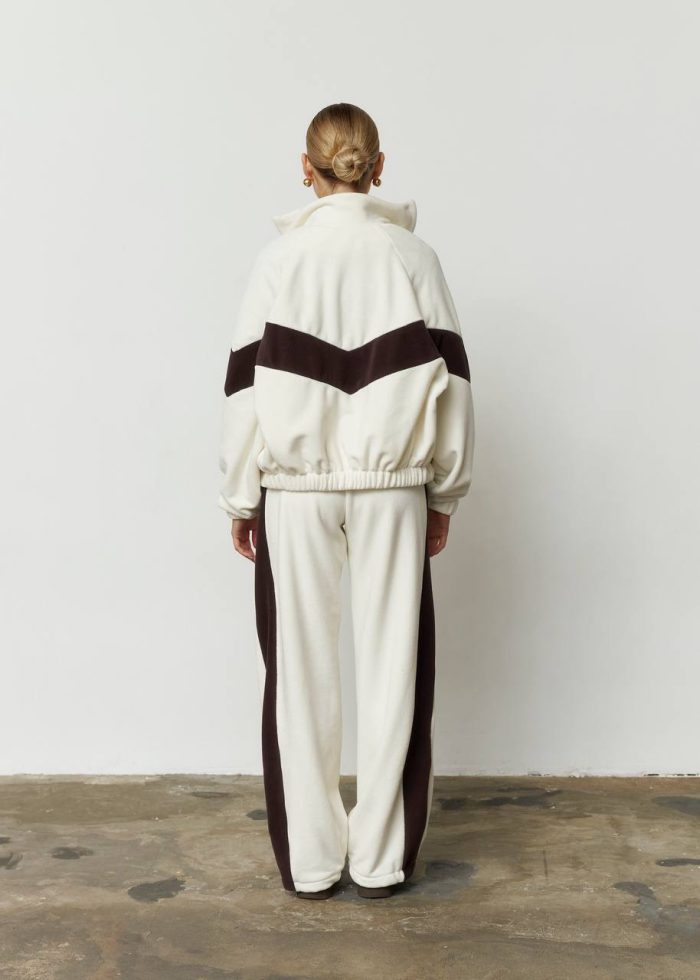 Костюм лампас з полар флісу жіночий молочний Фото - 4