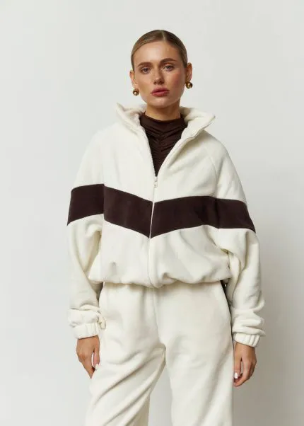 Костюм лампас з полар флісу жіночий молочний