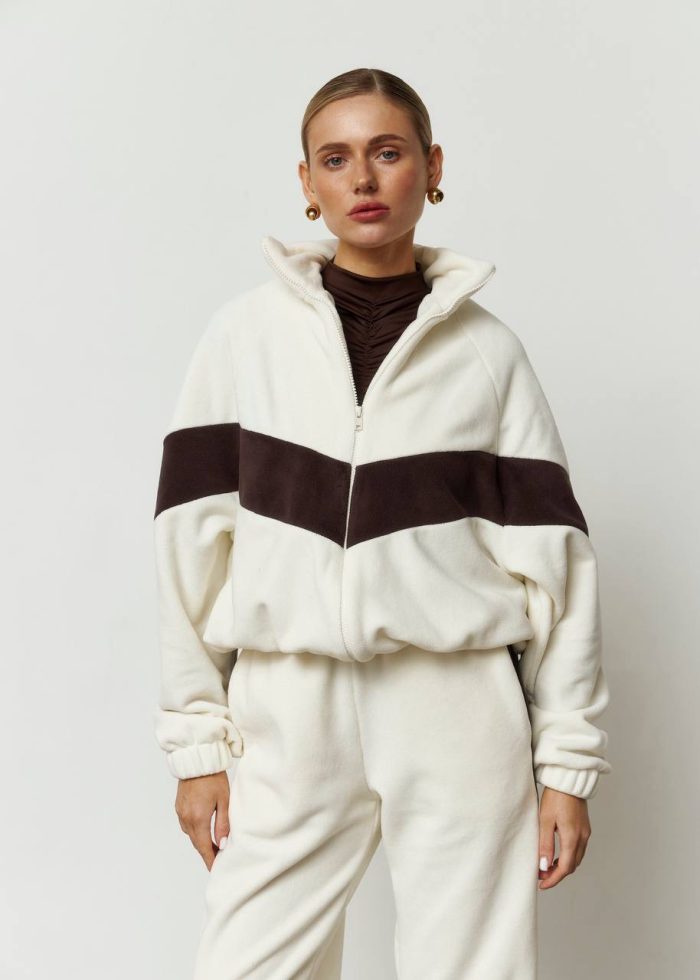 Костюм лампас з полар флісу жіночий молочний Фото - 2