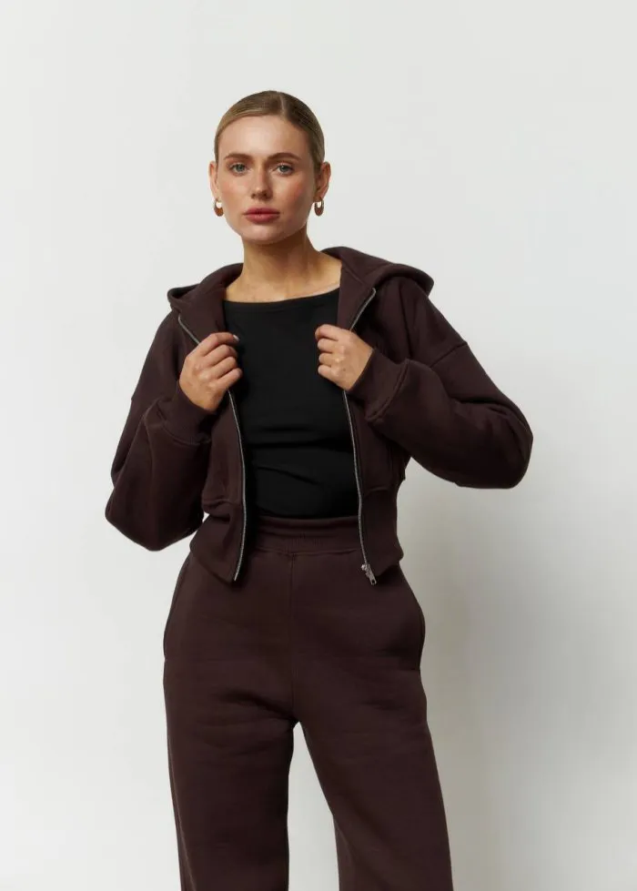 Костюм кроп з флісом жіночий шоколад Фото - 4