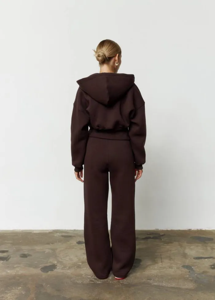 Костюм кроп з флісом жіночий шоколад Фото - 3