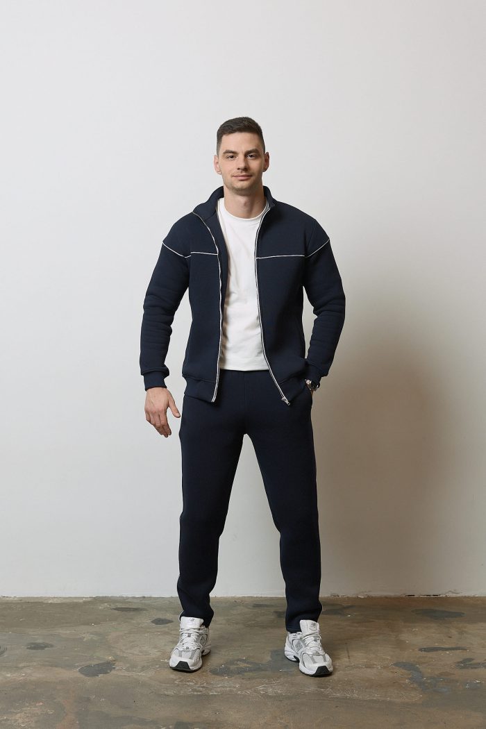 IMG_3988 Костюм з лампасом на флісі чоловічий темно-синій Фото - 1