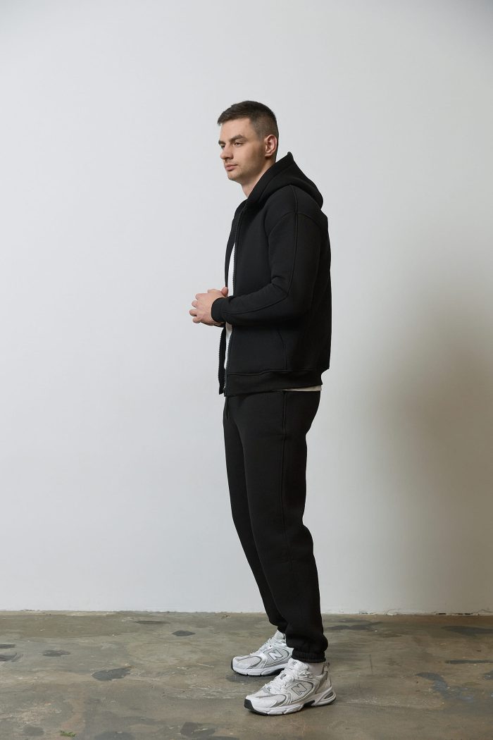 IMG_3995 Костюм на блискавці з флісом чоловічий чорний Фото - 4