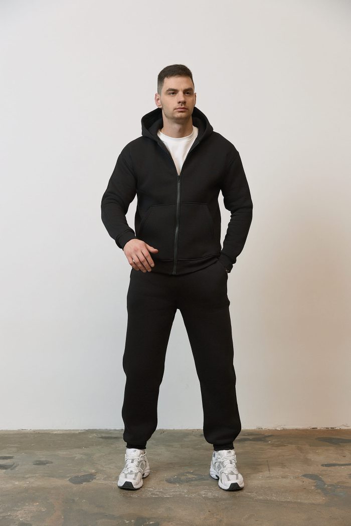 IMG_4004 (1) Костюм на блискавці з флісом чоловічий чорний Фото - 5